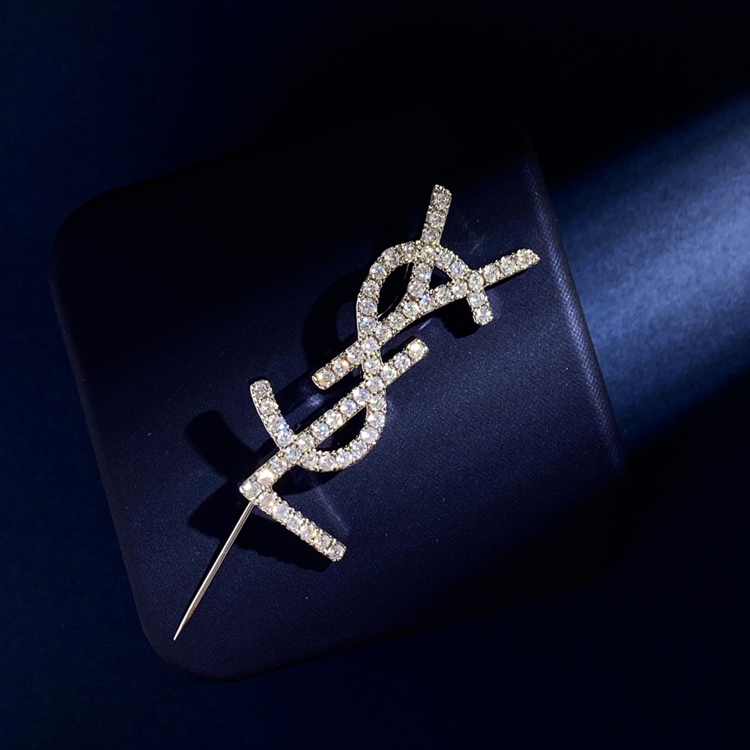 BYB047 Full crystal Y Letter brooch pin - ccjewelryacc