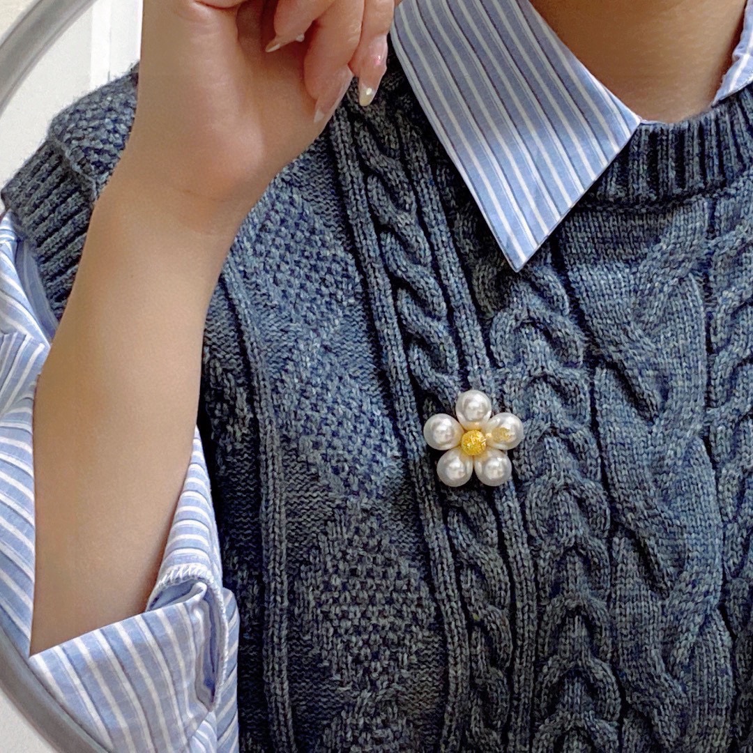 BCB390 CC pearl flower pin brooch - ccjewelryacc