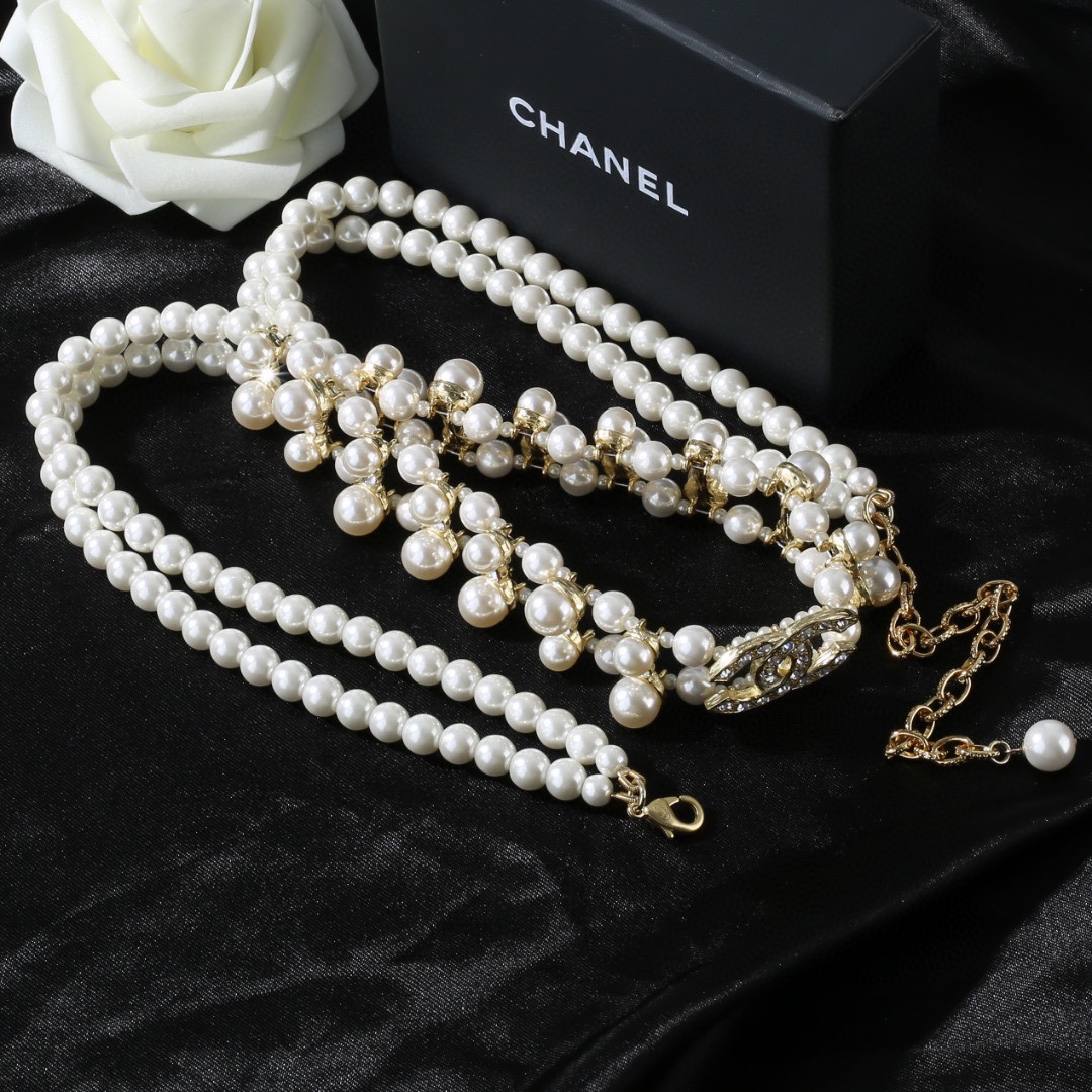CCW052 CC pearl chain waist belt - ccjewelryacc