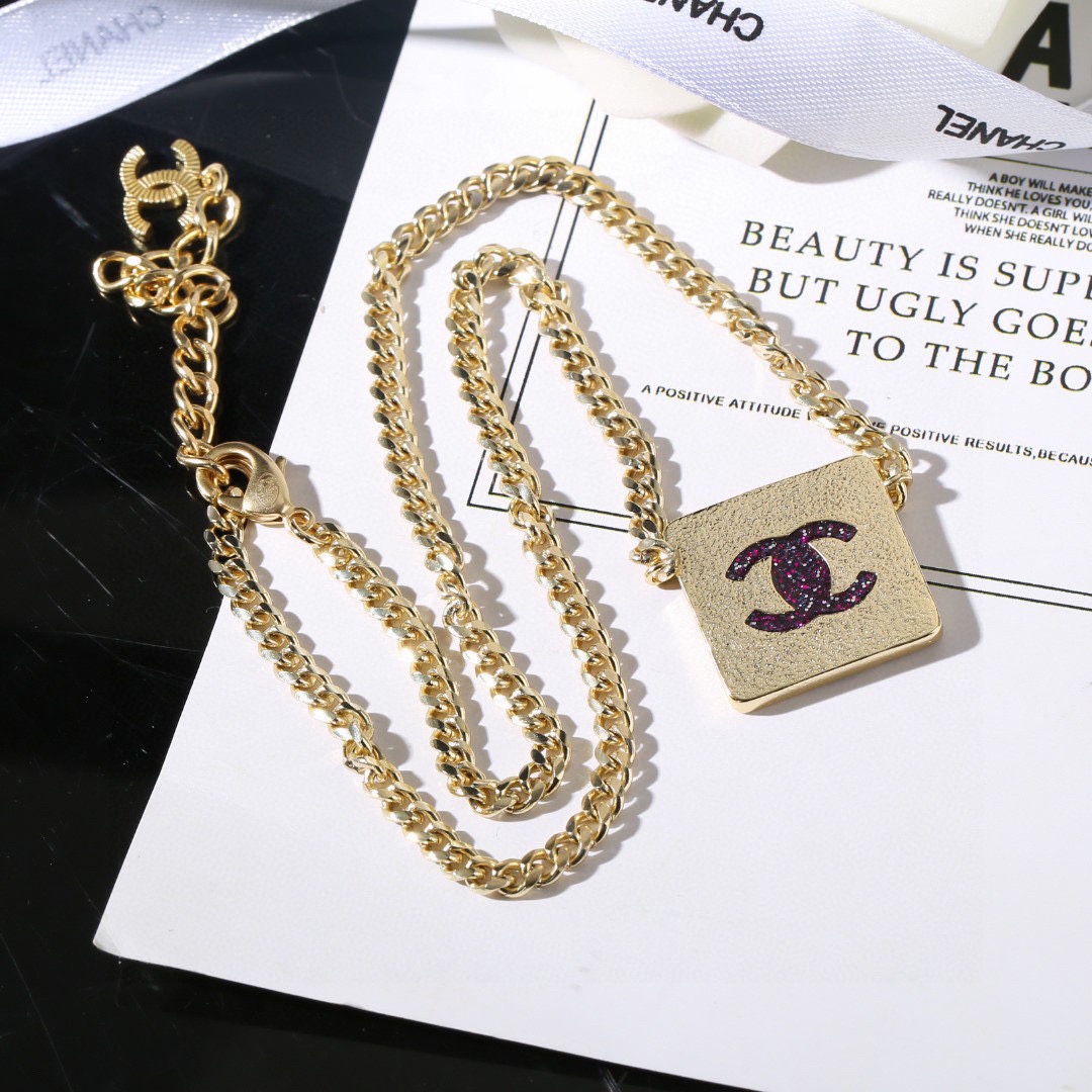 CCN469 CC logo pendant necklace - ccjewelryacc