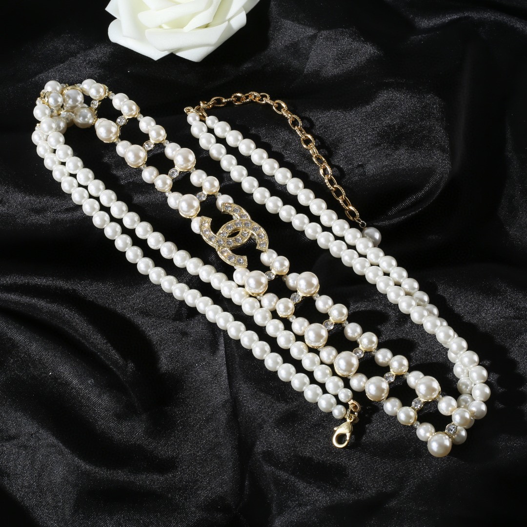 CCW052 CC pearl chain waist belt - ccjewelryacc