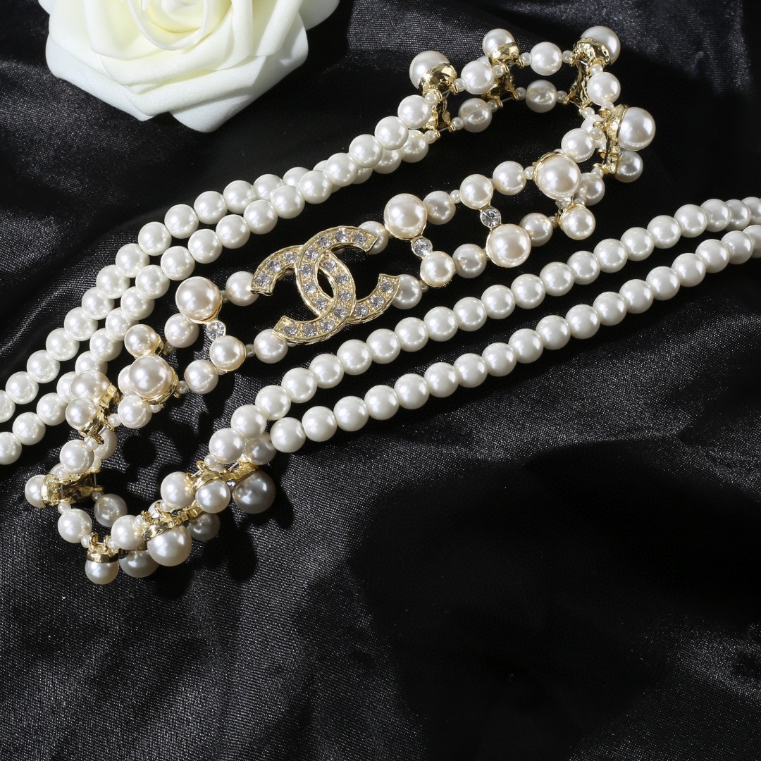CCW052 CC pearl chain waist belt - ccjewelryacc