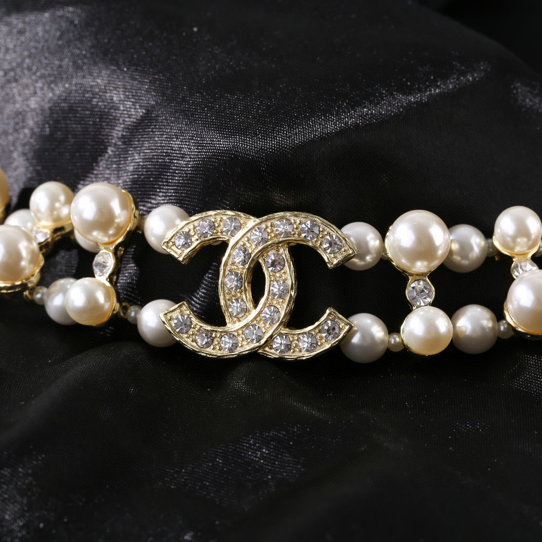 CCW052 CC pearl chain waist belt - ccjewelryacc
