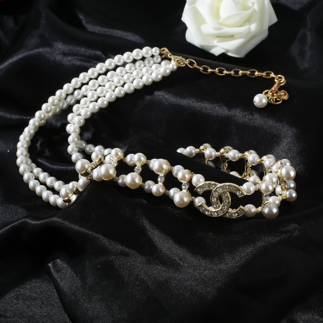 CCW052 CC pearl chain waist belt - ccjewelryacc