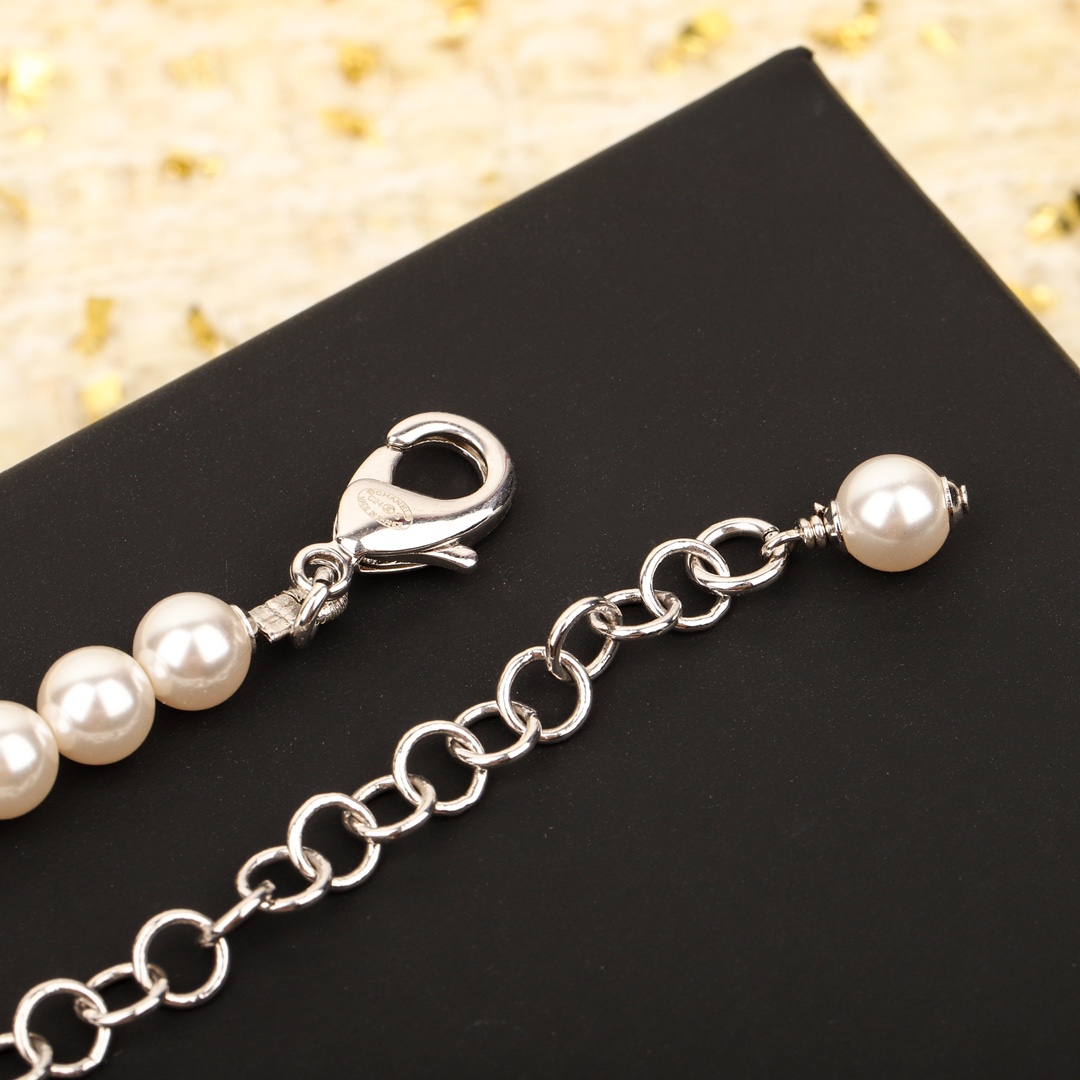 CCN441 24S CC square pearl choker necklace - ccjewelryacc