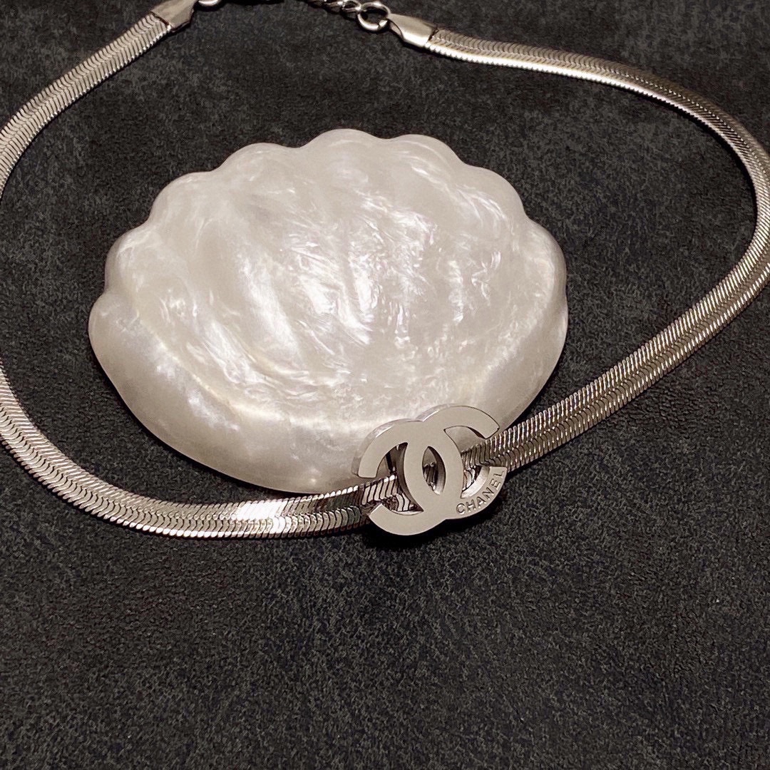 CCN207 cc logo snake chain Choker Necklace - ccjewelryacc