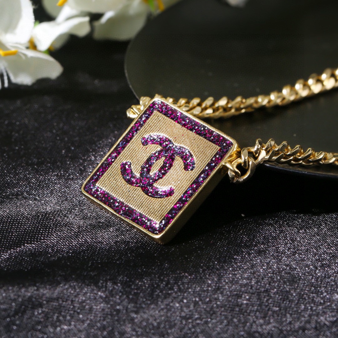 CCN469 CC logo pendant necklace - ccjewelryacc