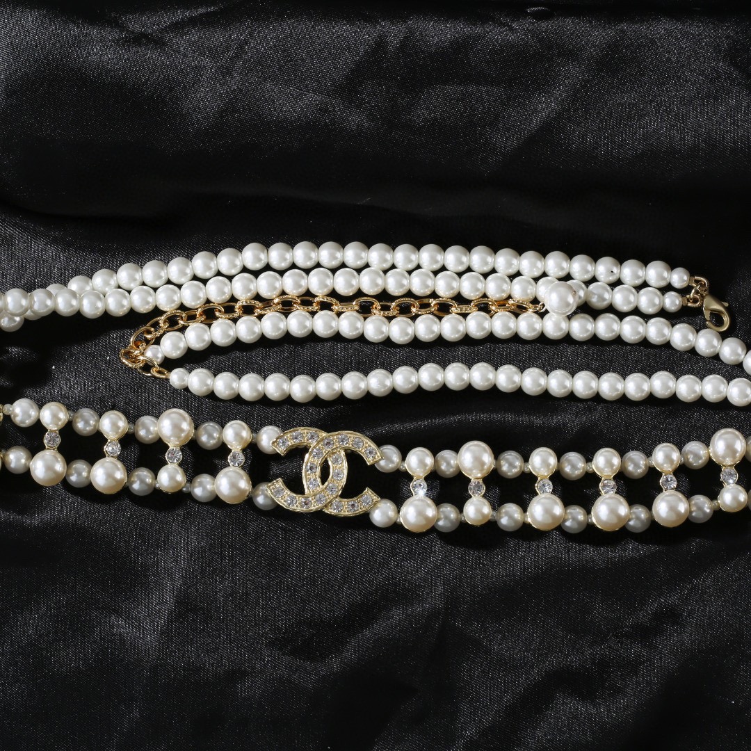 CCW052 CC pearl chain waist belt - ccjewelryacc