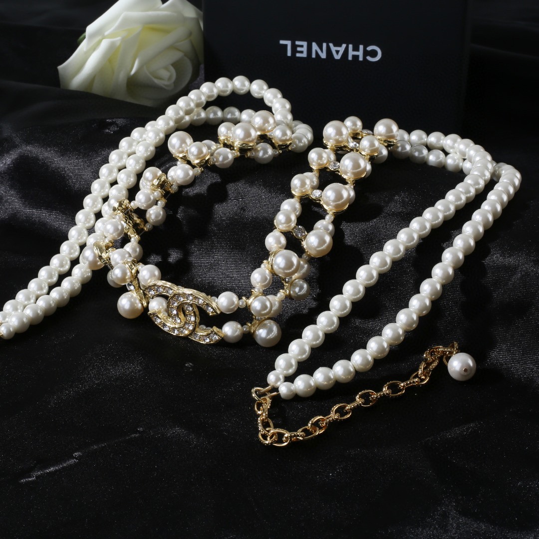 CCW052 CC pearl chain waist belt - ccjewelryacc
