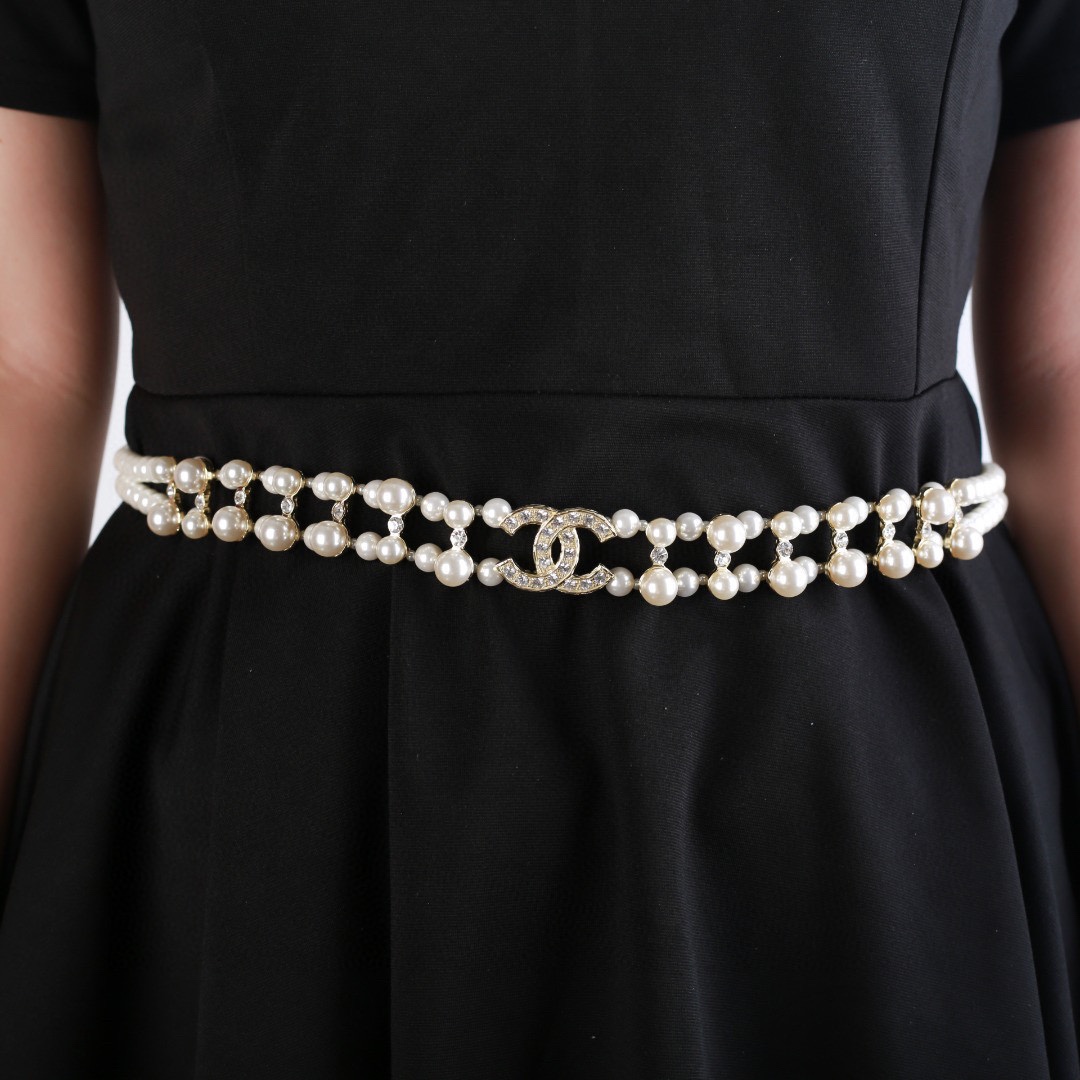 CCW052 CC pearl chain waist belt - ccjewelryacc
