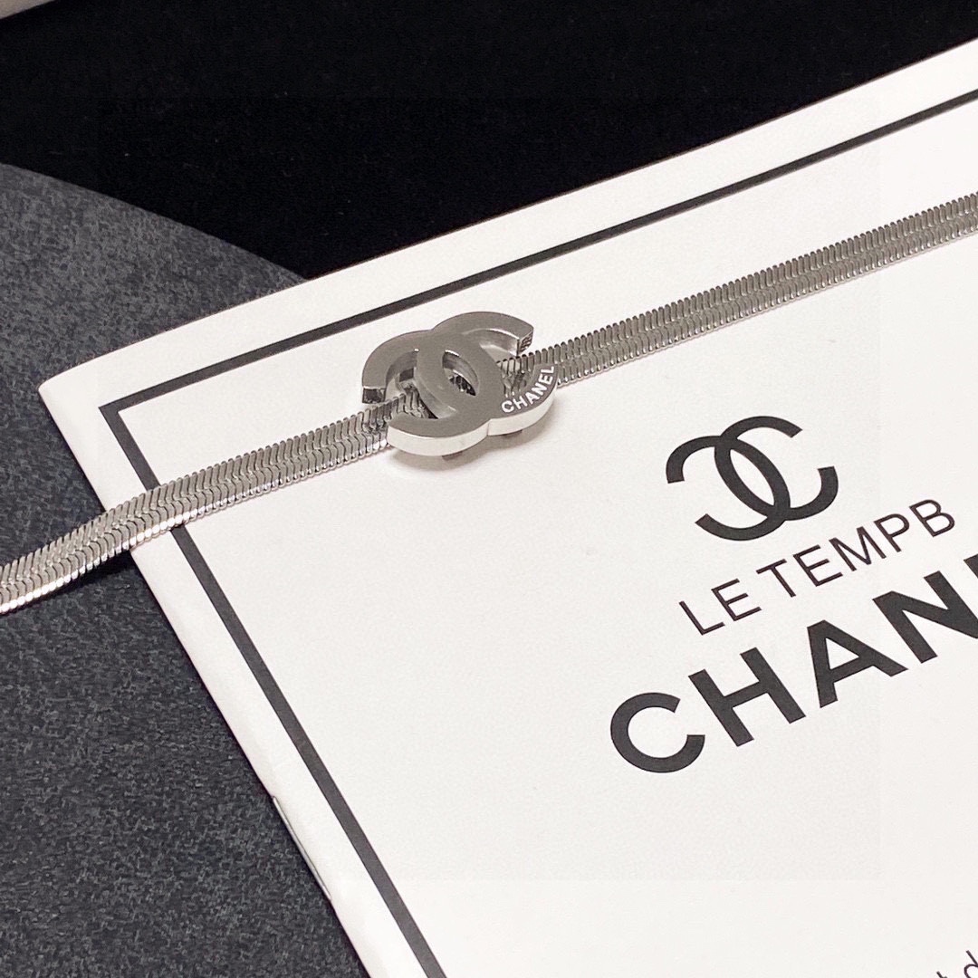 CCN207 cc logo snake chain Choker Necklace - ccjewelryacc