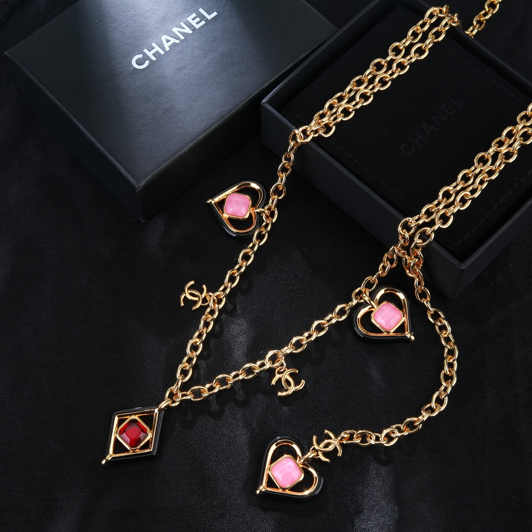 CCW057 CC metal pink crystal heart charm waist belly chain - ccjewelryacc
