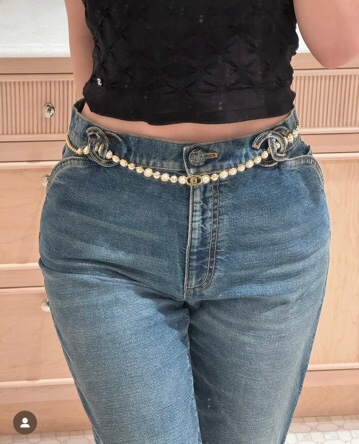 CCW061 CC metal pearl chain cc logo waist chain belt - ccfashionjewelry