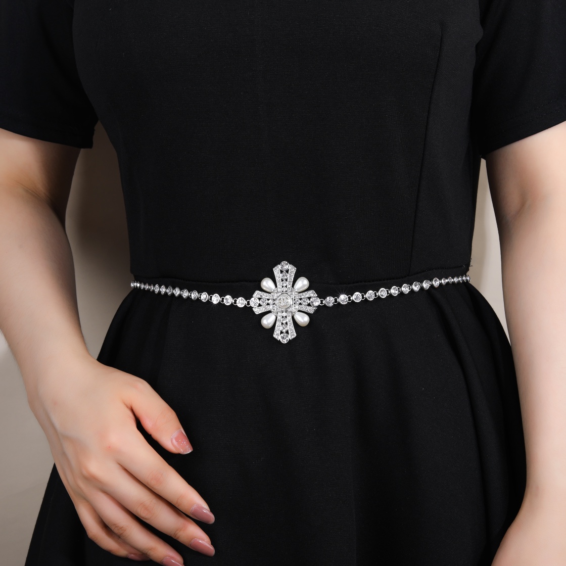 CCW063 Full crystal cc waist chain belt - ccjewelryacc