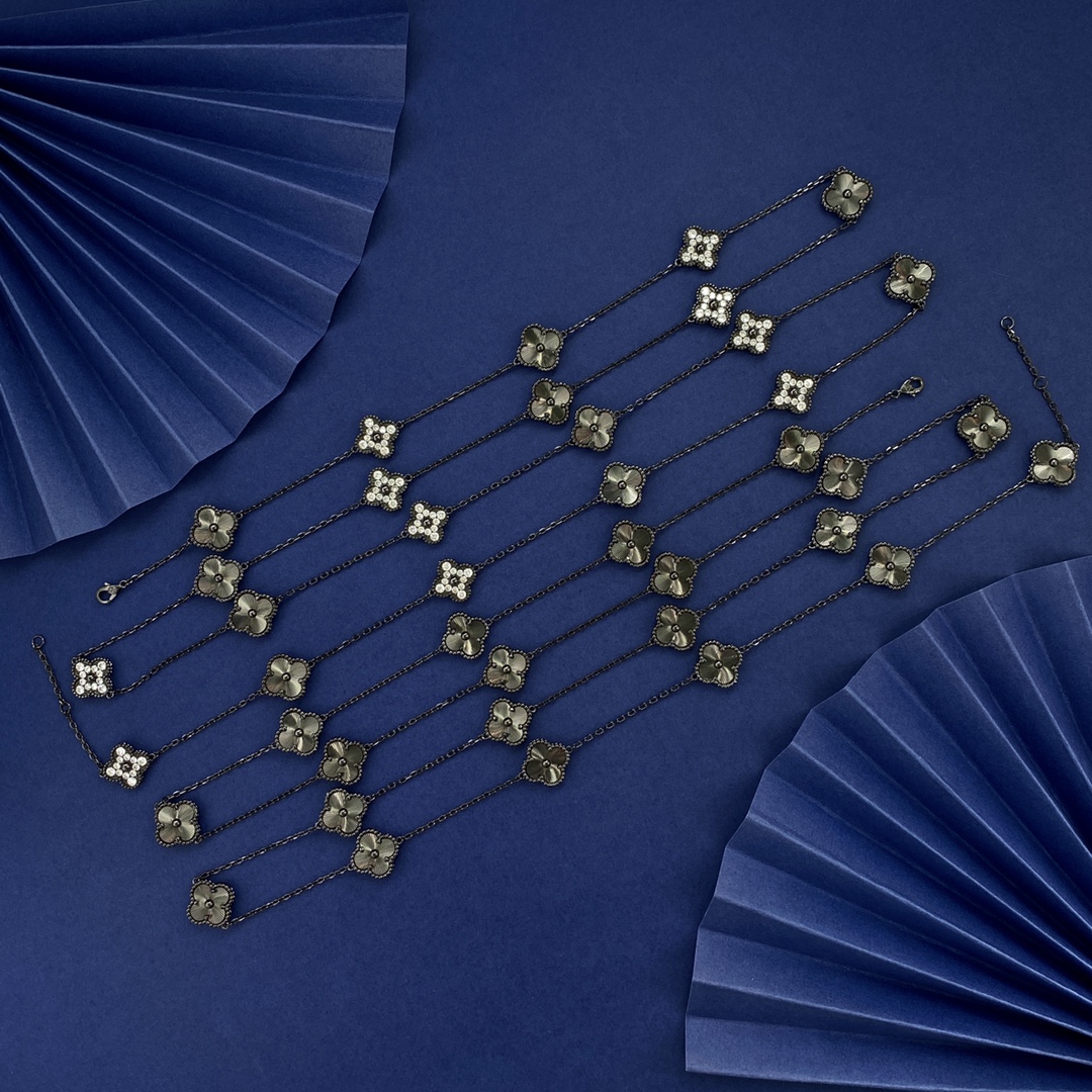 VCN010 VCA Alhambra long necklace Black 20 motifs - ccjewelryacc