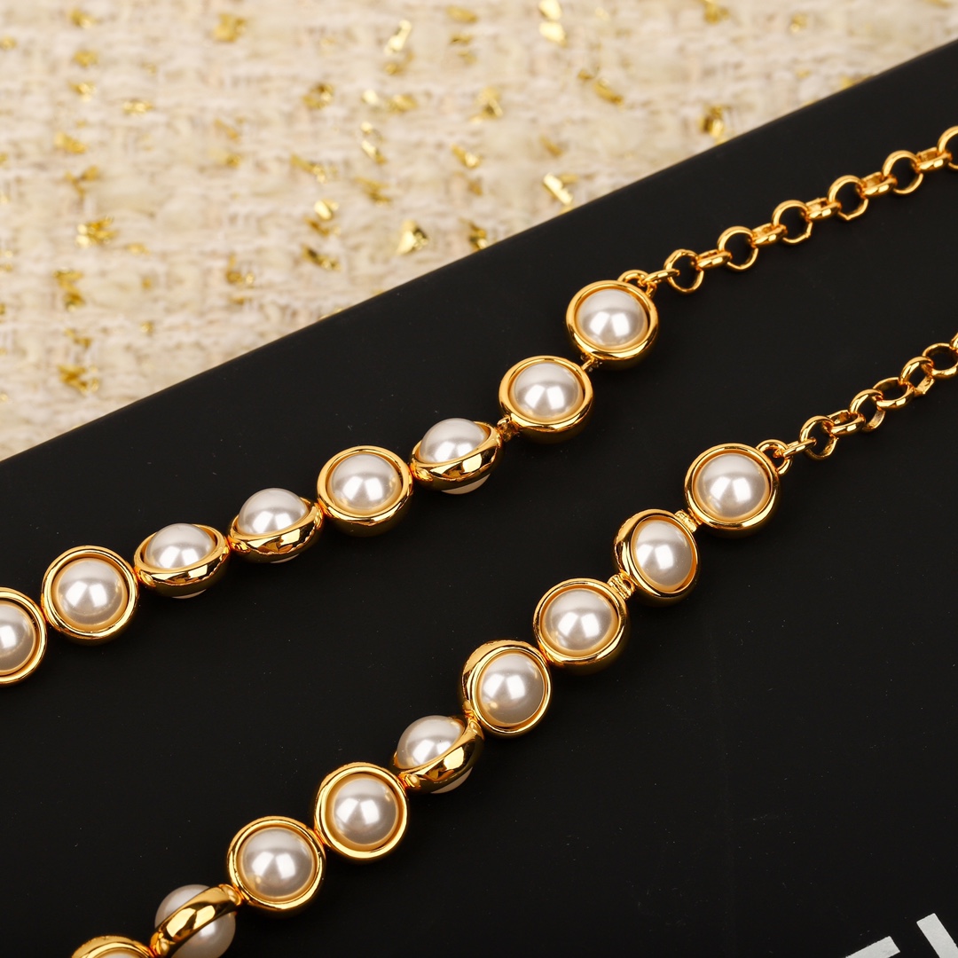 CCW061 CC metal pearl chain cc logo waist chain belt - ccjewelryacc