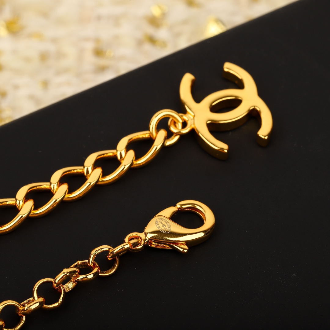 CCW061 CC metal pearl chain cc logo waist chain belt - ccjewelryacc