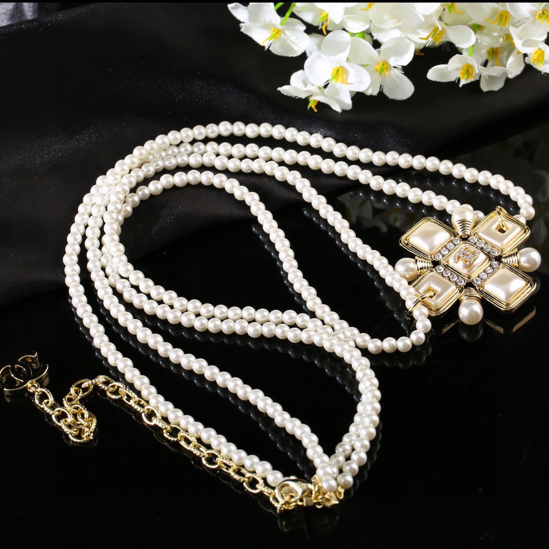 CCW065 Full pearl cc waist chain belt - ccjewelryacc