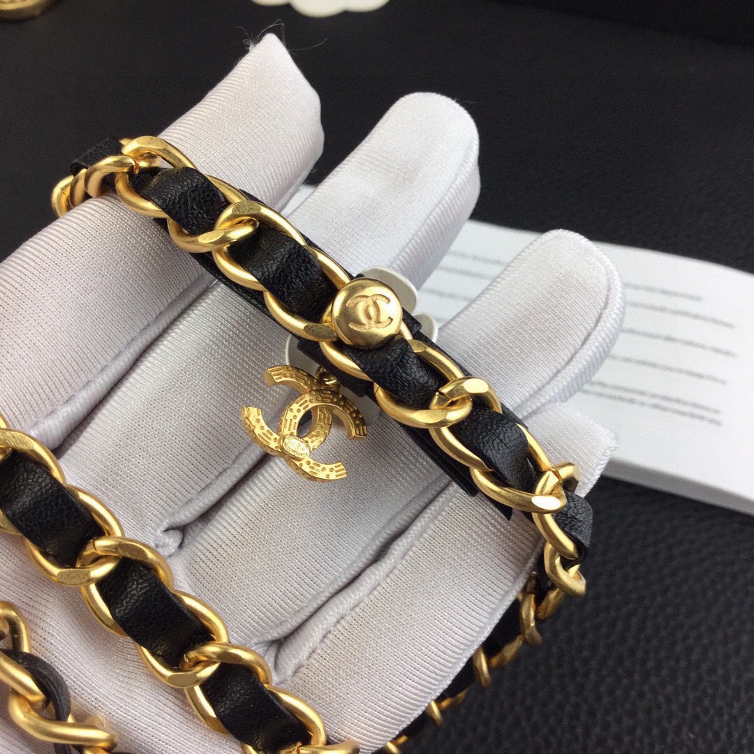 CCW062 CC metal leather chain camellia cc logo waist chain belt - ccjewelryacc