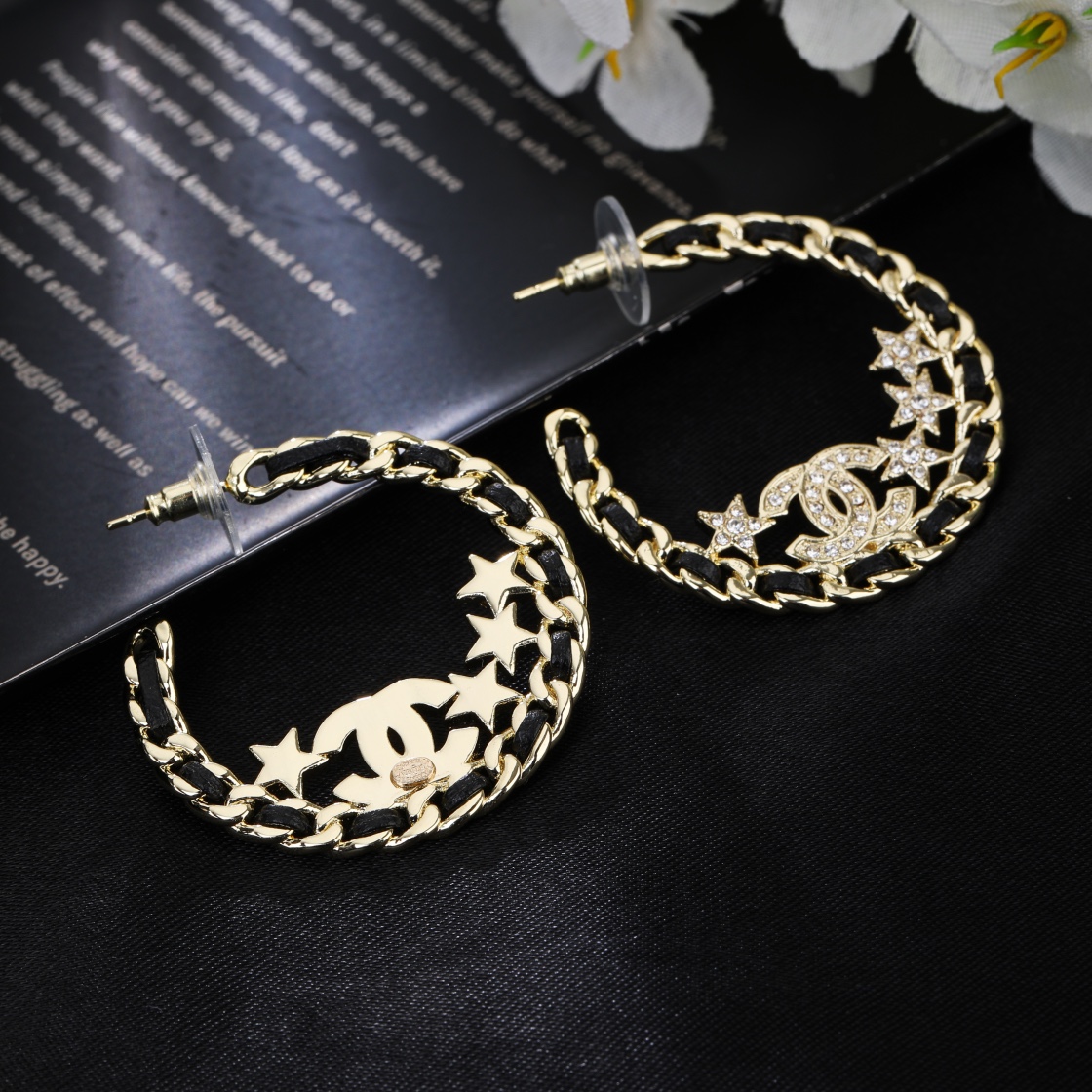 CCN472 CC metal leather double-deck star choker necklace - ccjewelryacc