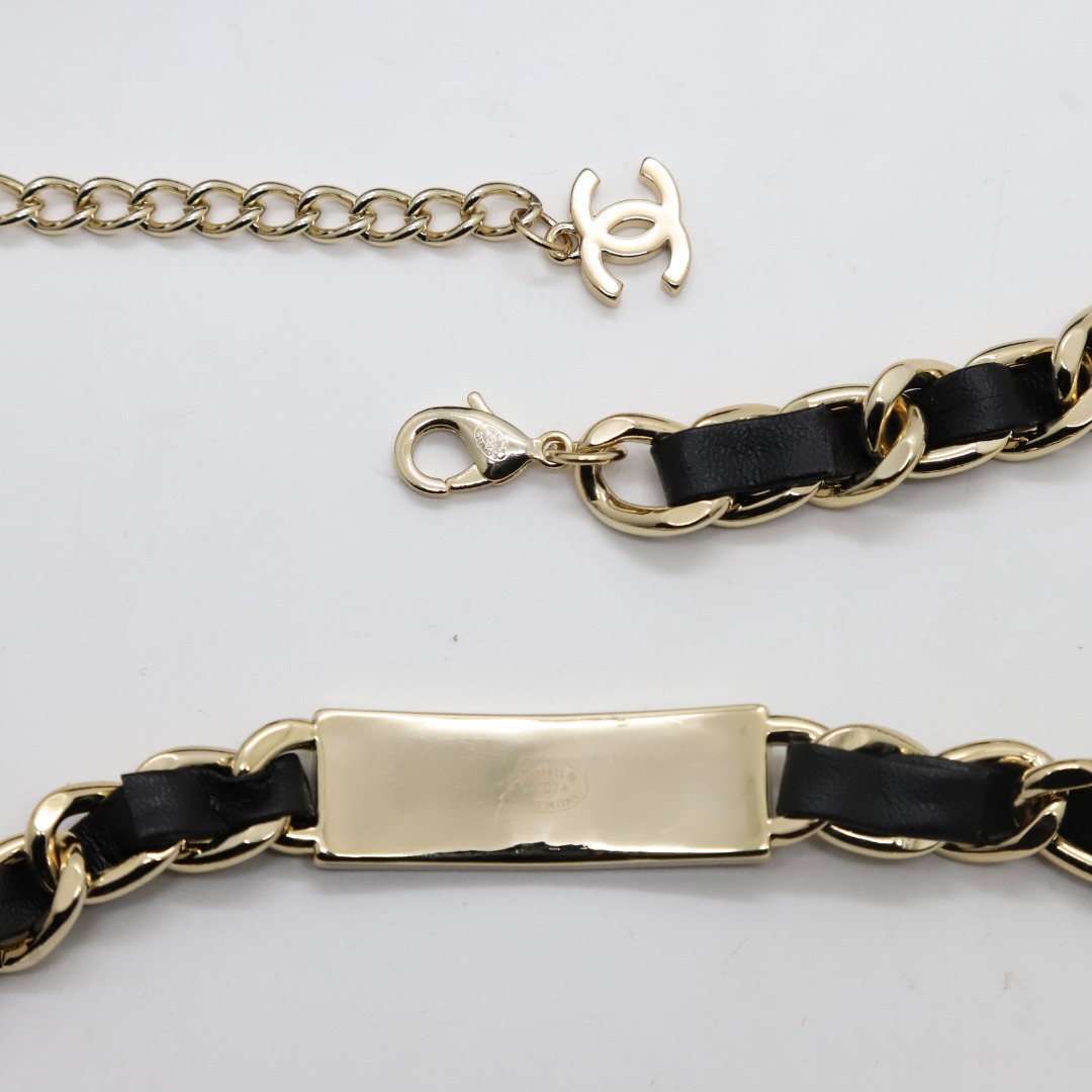 CCW028 Metal leather pearls chain with Czech zirconium diamond letters waist chain belt - ccjewelryacc