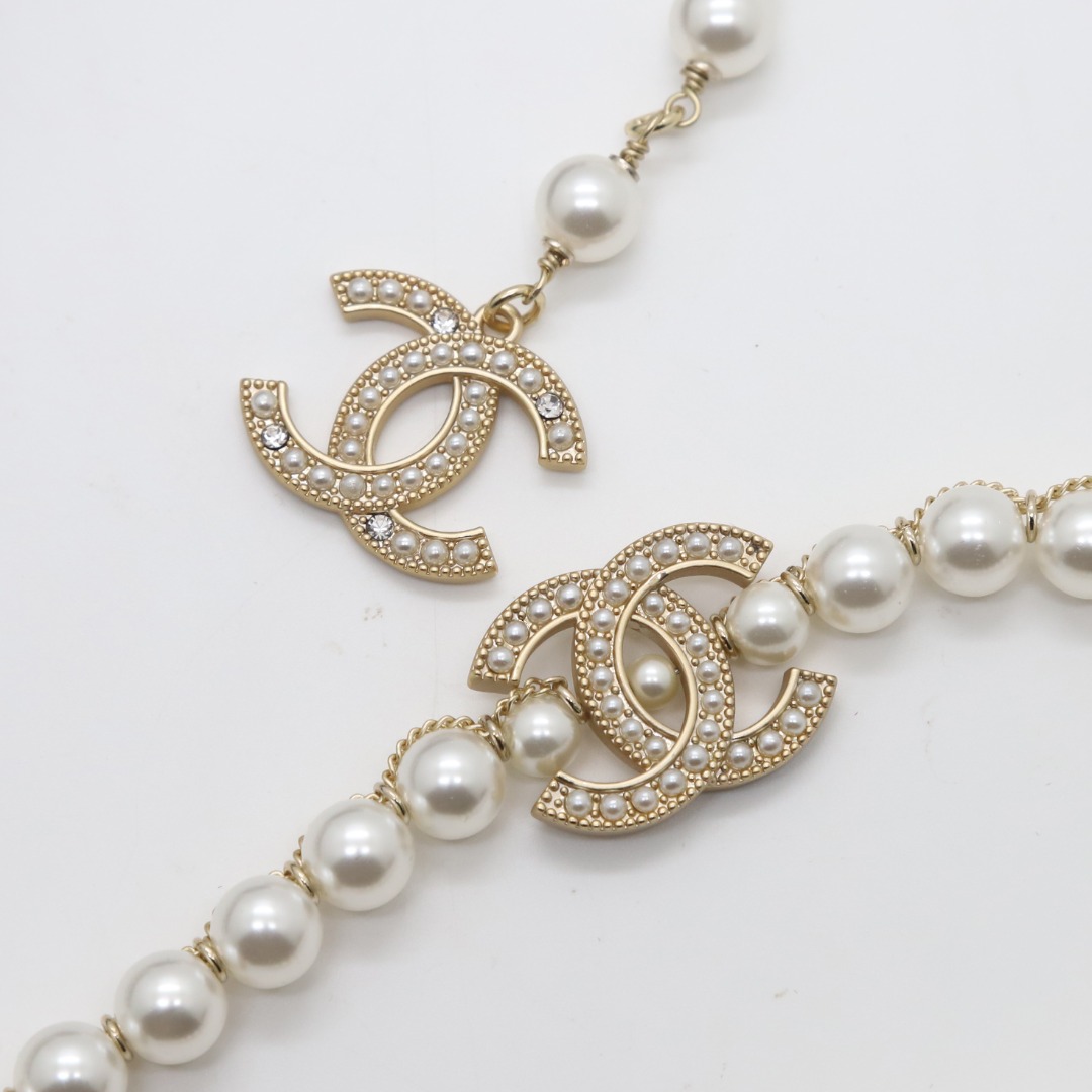 CCW072 Pearls chain cc logo waist chain belt - ccjewelryacc