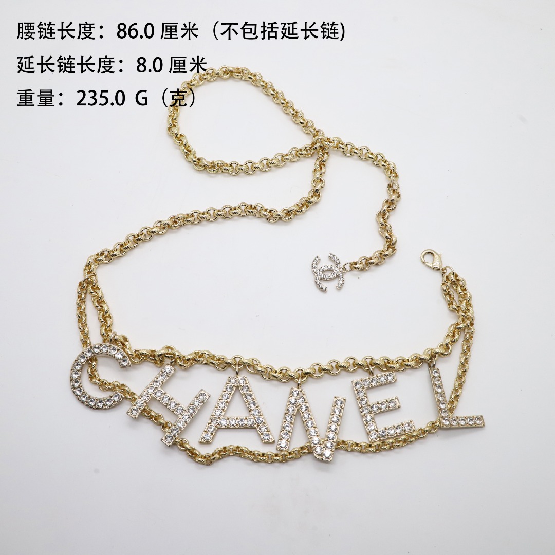 CCW032 Full rhinestone letters Waist chain belt - ccjewelryacc