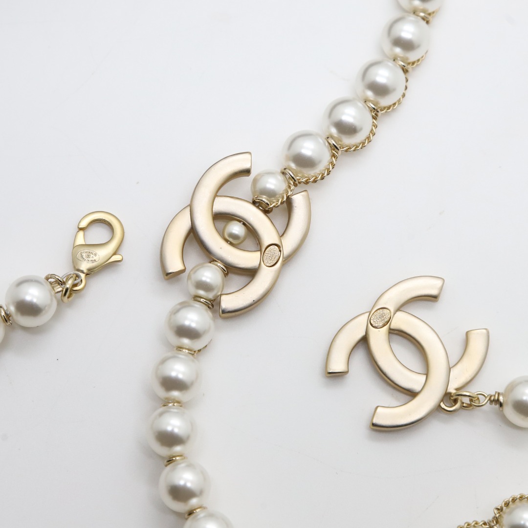 CCW072 Pearls chain cc logo waist chain belt - ccjewelryacc