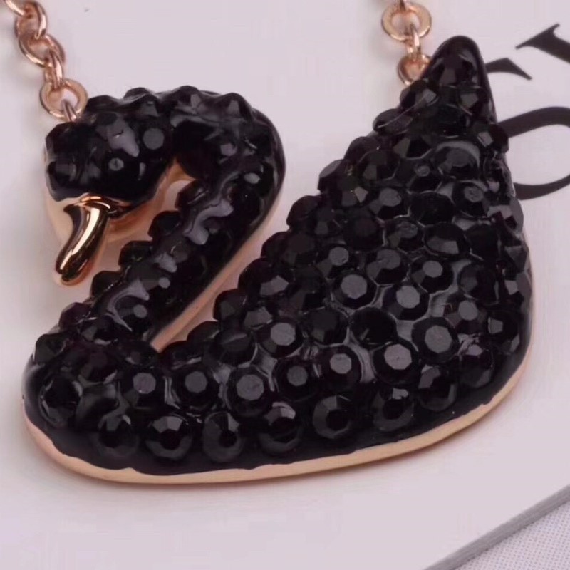 SVN002 Swarovski iconic swan pendant necklace Black - ccjewelryacc