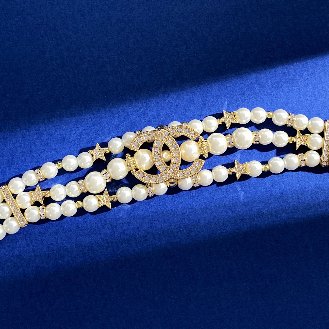 CCN252 Three layers pearl CC Choker Necklace - ccjewelryacc