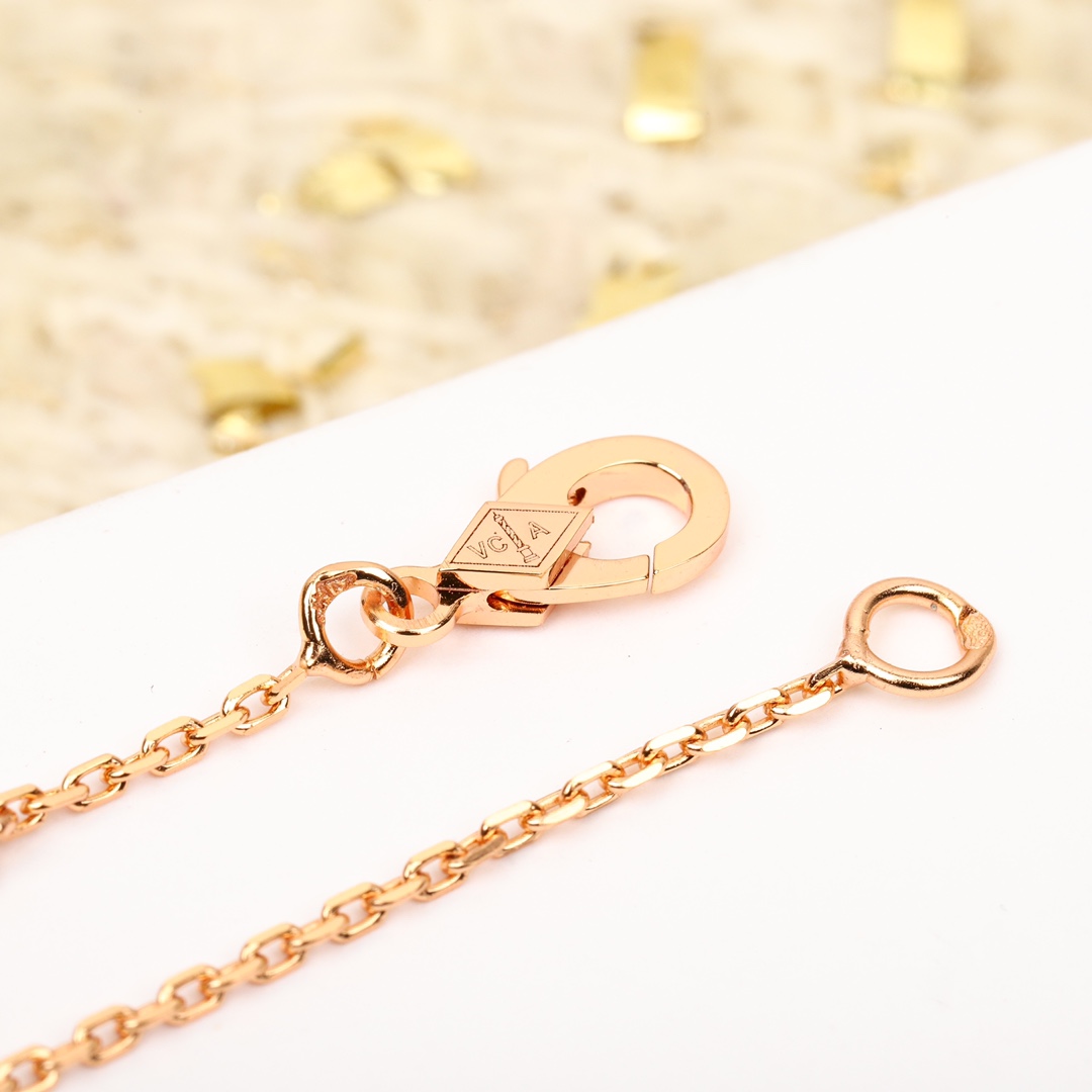 VCNS003 18k white gold/rose gold VCA diamond Fleurette necklace and stud earrings - ccjewelryacc