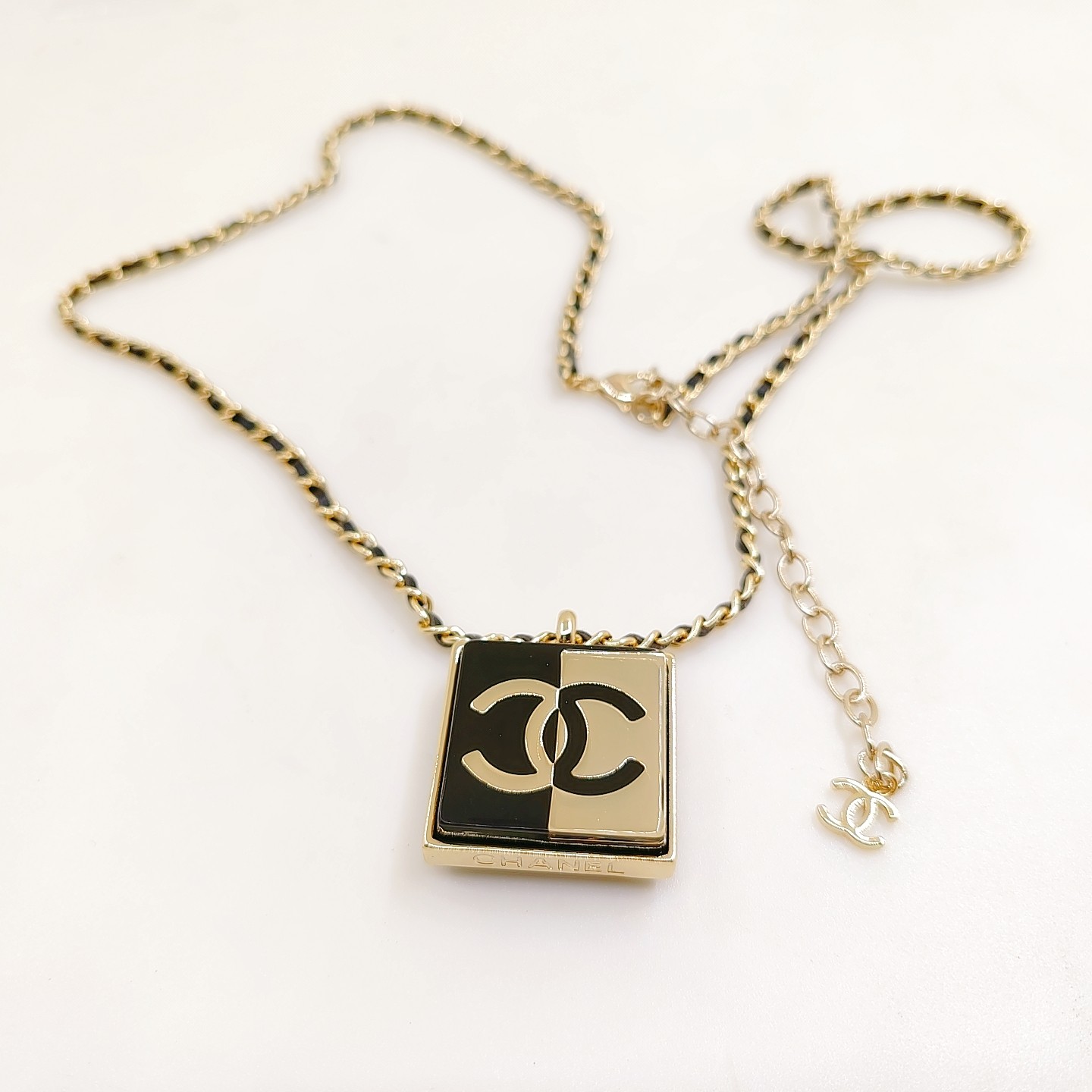 CCN439 24A enamel Square CC logo pendant necklace earrings - ccjewelryacc