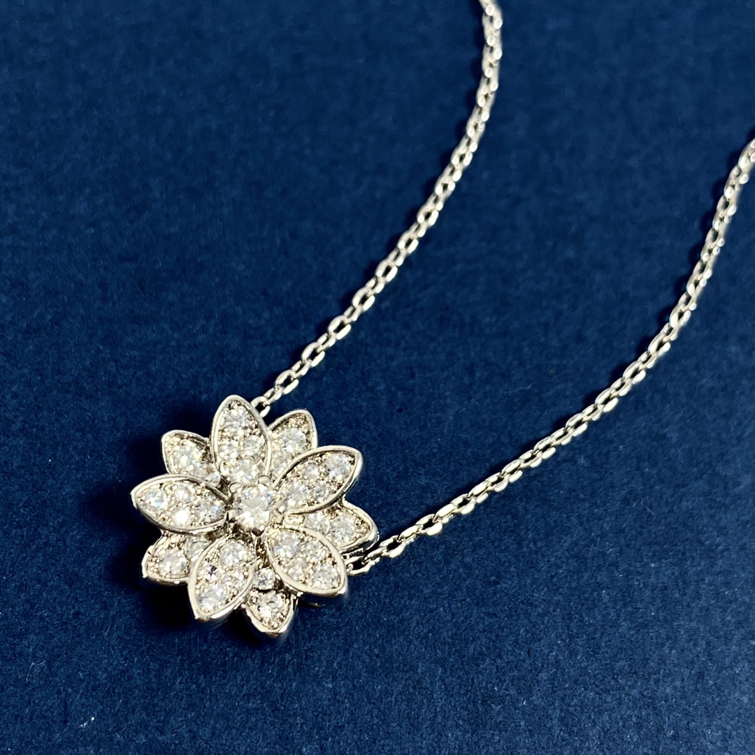 VCN086 Full crystal diamond vca lotus necklace earrings - ccjewelryacc