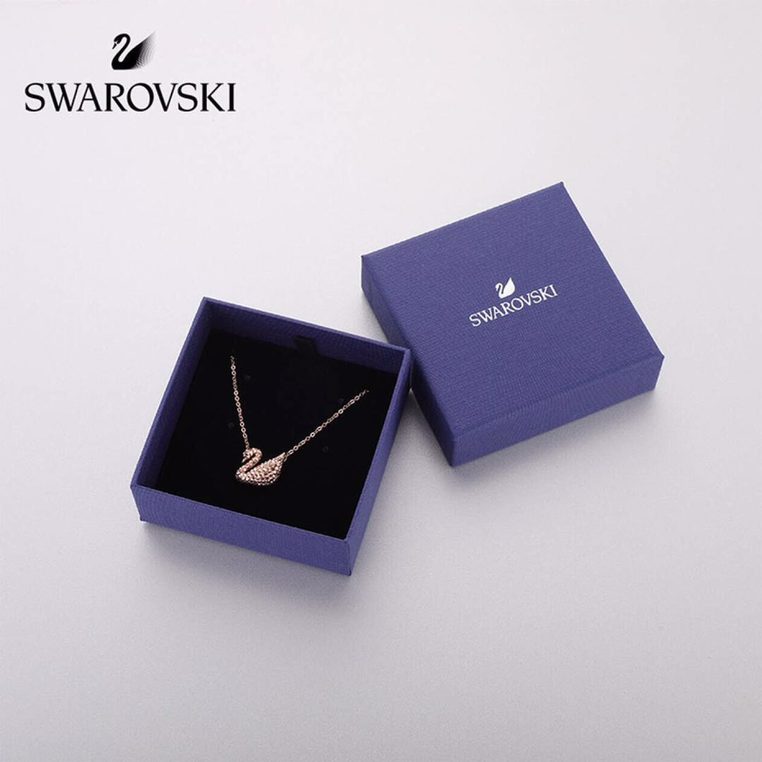 SVN006 Swarovski gold crystal swan pendant necklace - ccjewelryacc