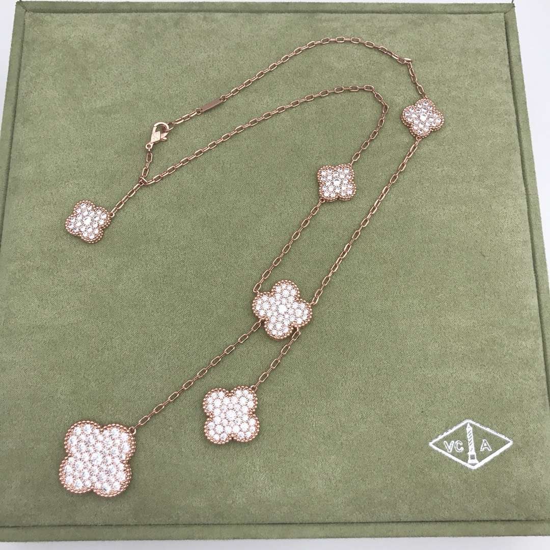 VCN042 VCA 6 motif Full diamond magic alhambra necklace - ccjewelryacc