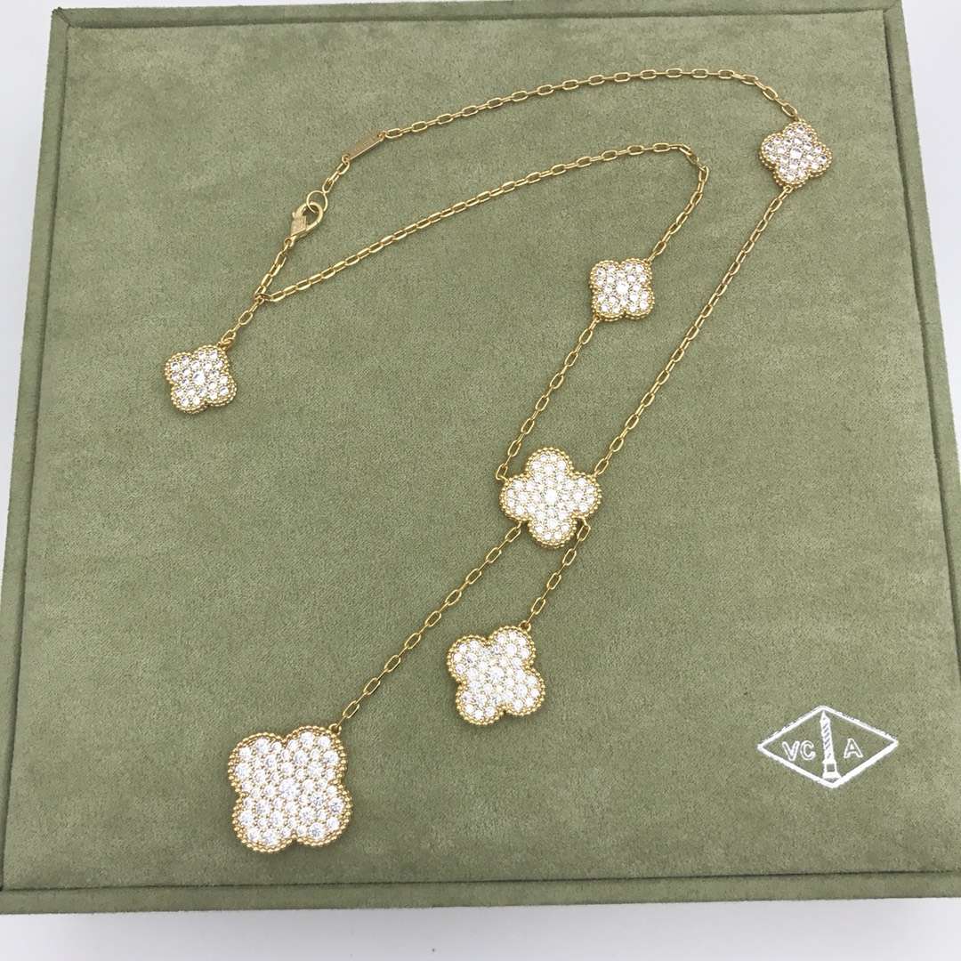 VCN042 VCA 6 motif Full diamond magic alhambra necklace - ccjewelryacc