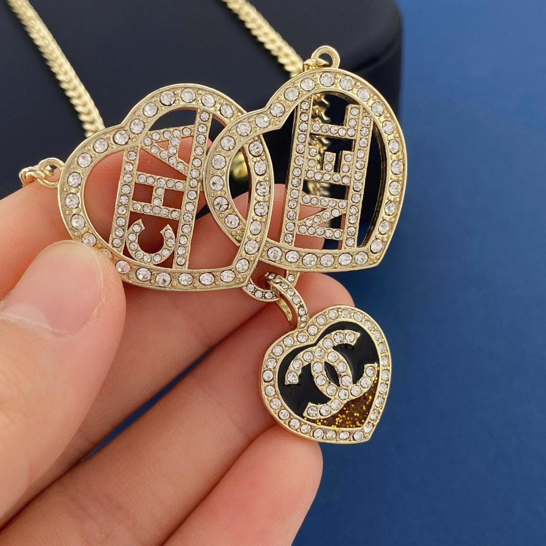 CCN127 Full crystal diamond heart pendant necklace - ccjewelryacc