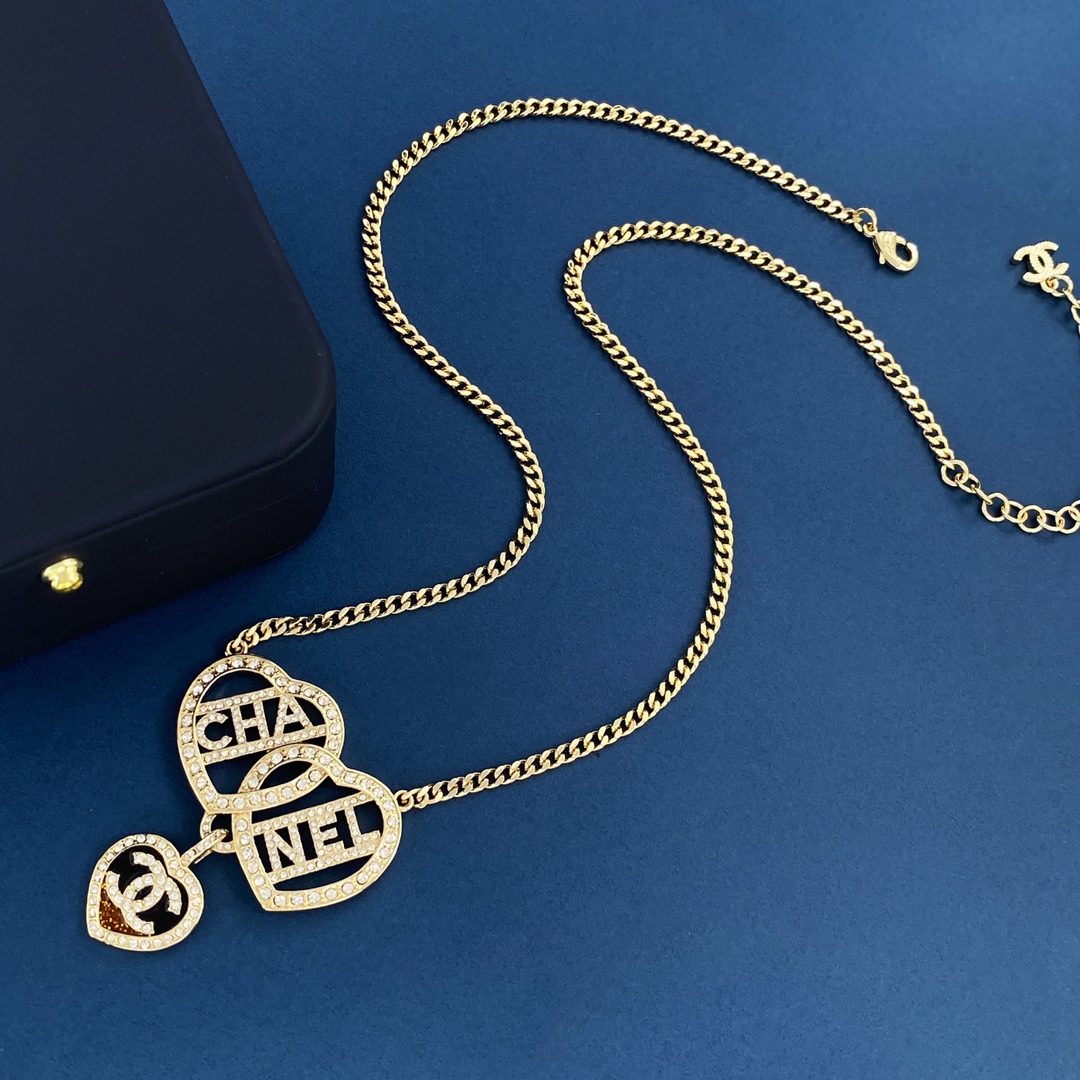 CCN127 Full crystal diamond heart pendant necklace - ccjewelryacc