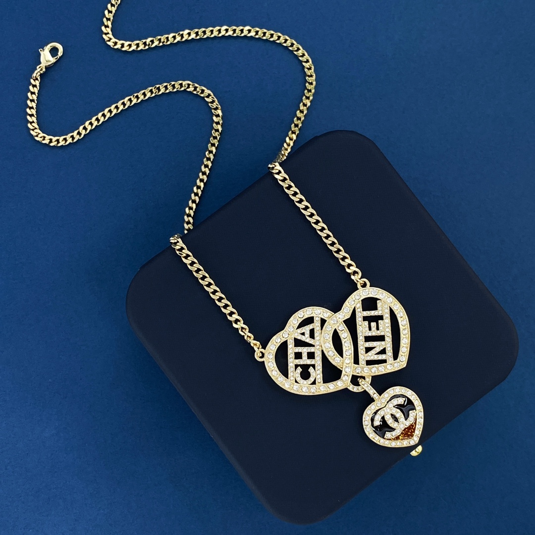 CCN127 Full crystal diamond heart pendant necklace - ccjewelryacc