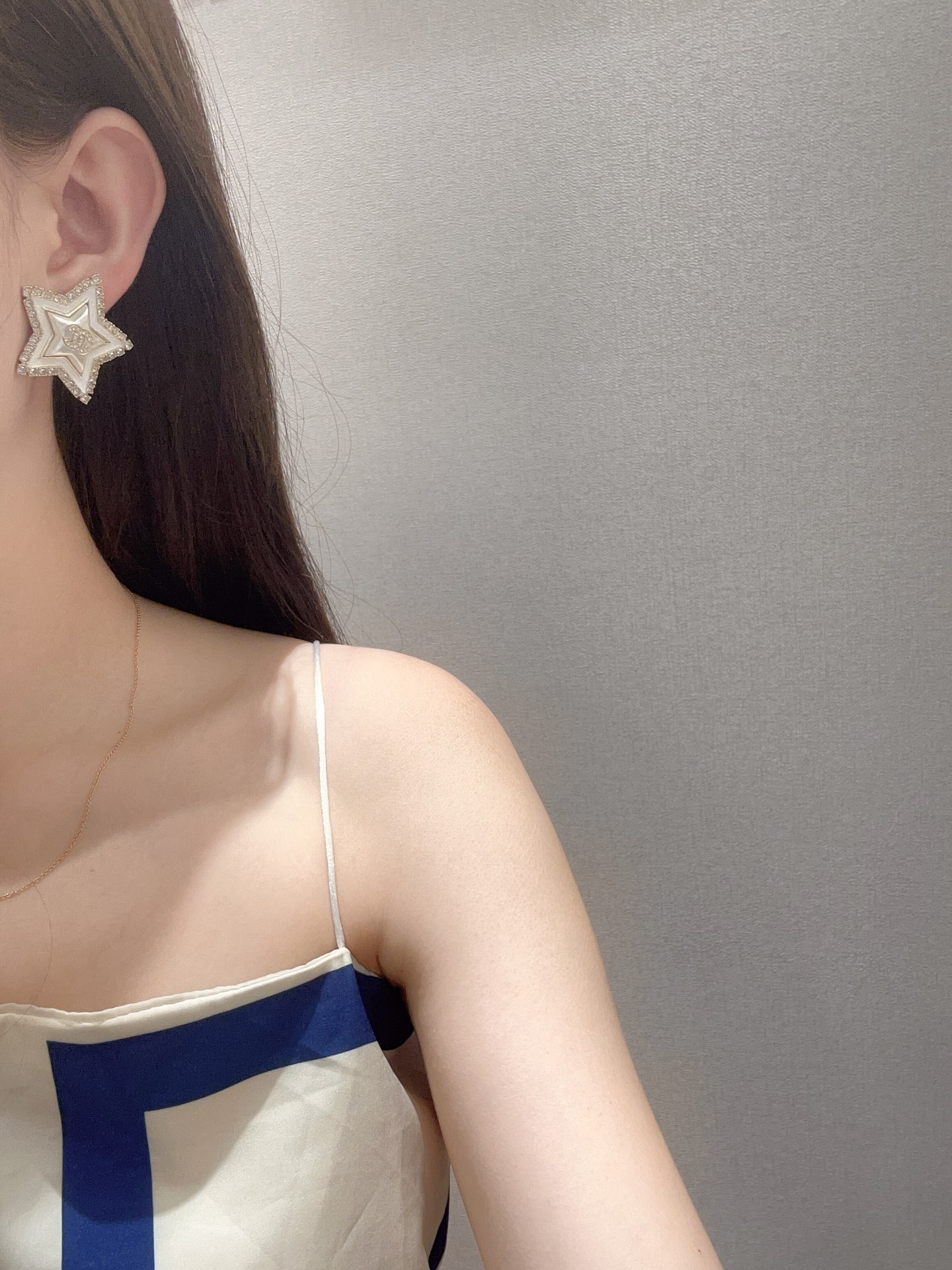 CCE793 24A crystal star cc logo stud earring - ccjewelryacc