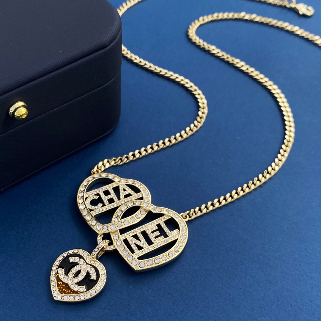 CCN127 Full crystal diamond heart pendant necklace - ccjewelryacc
