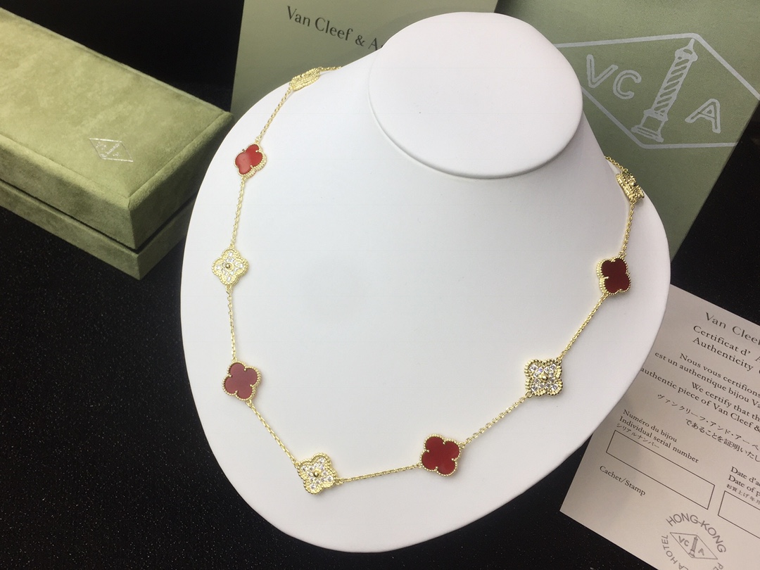 VCN064 10 Motif vca alhambra necklace with Diamond - ccjewelryacc