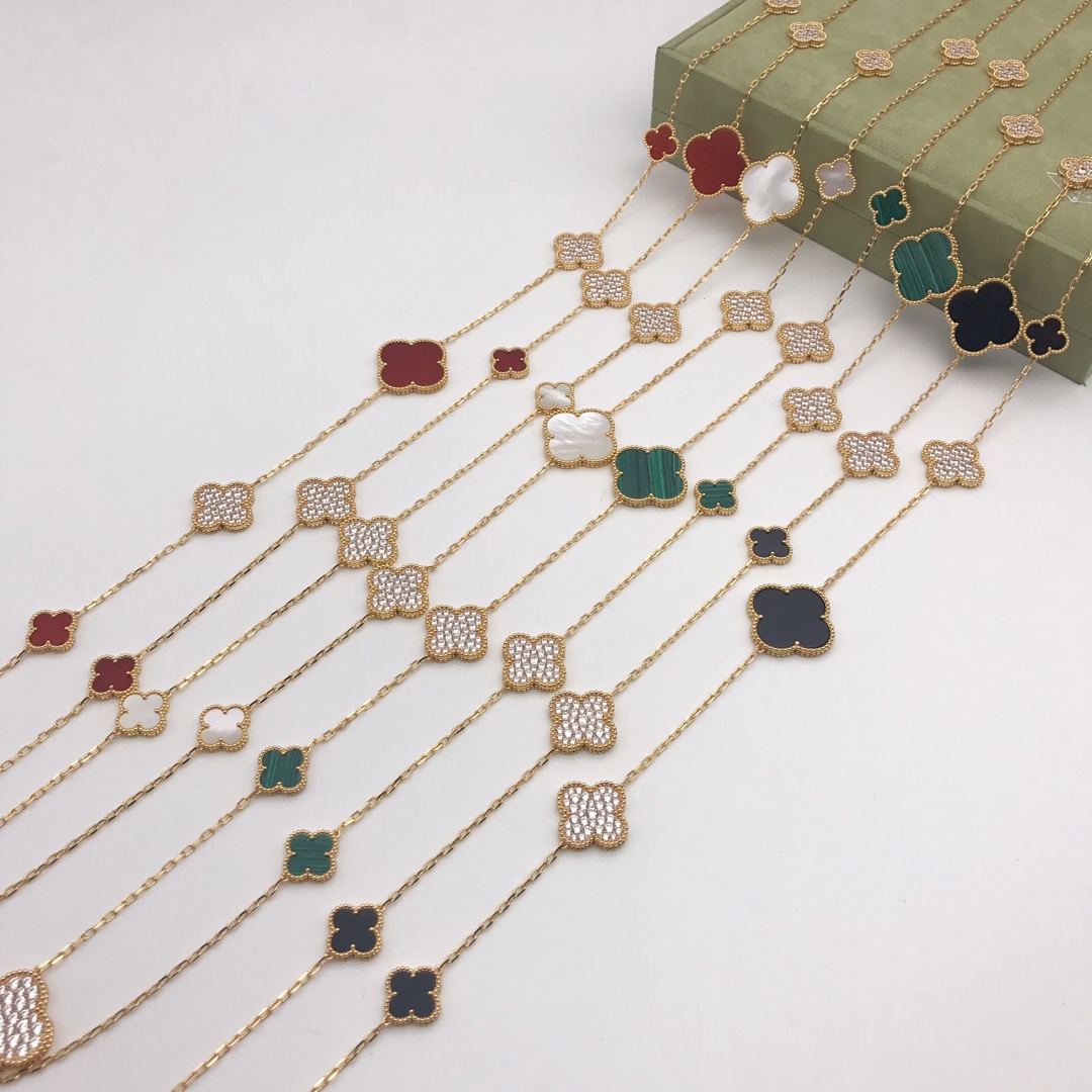 VCN004 Magic Alhambra long necklace with diamond, 16 motifs - ccjewelryacc