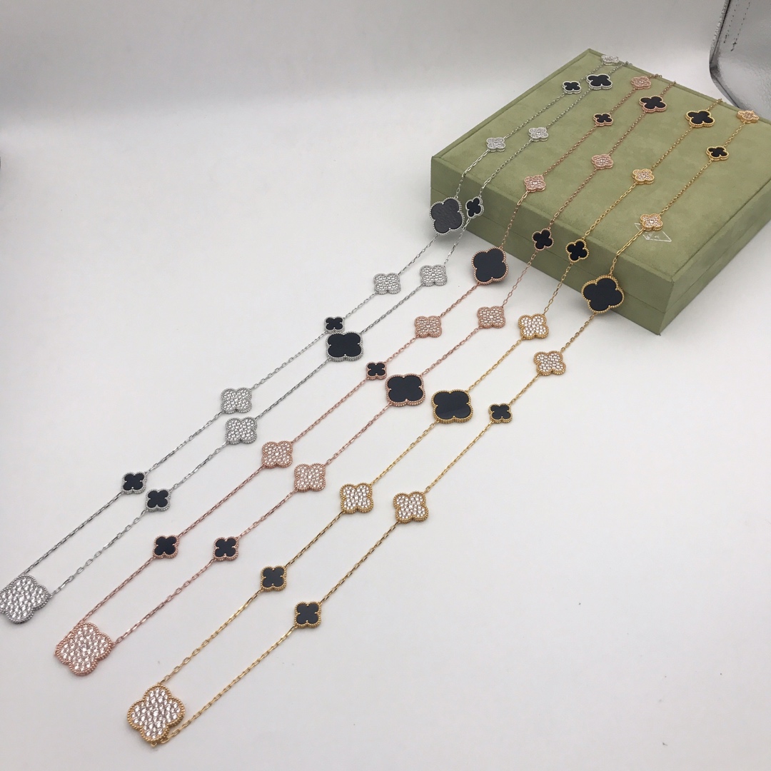 VCN004 Magic Alhambra long necklace with diamond, 16 motifs - ccjewelryacc