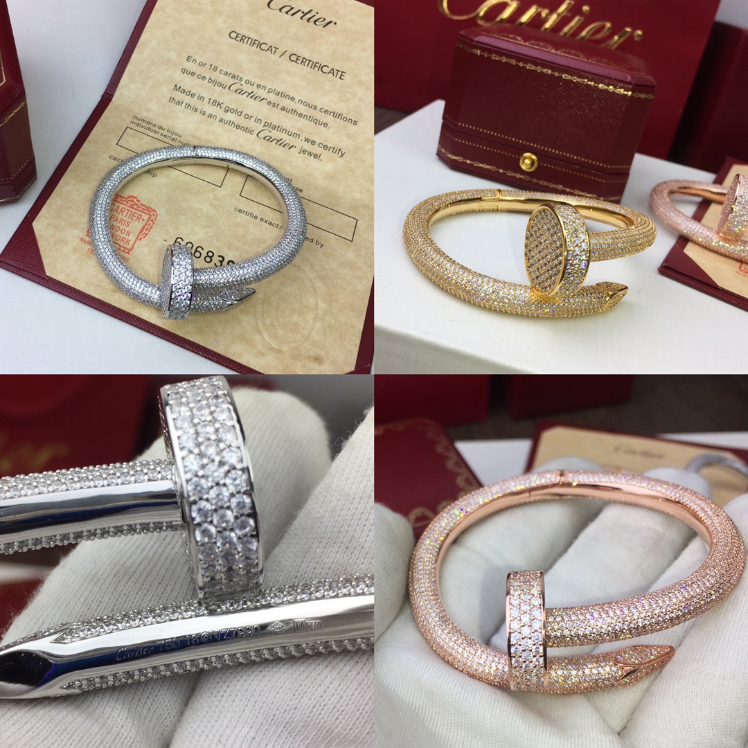 CTSV010 18k Gold Juste un Clou bracelet, extra-large model, paved - ccjewelryacc