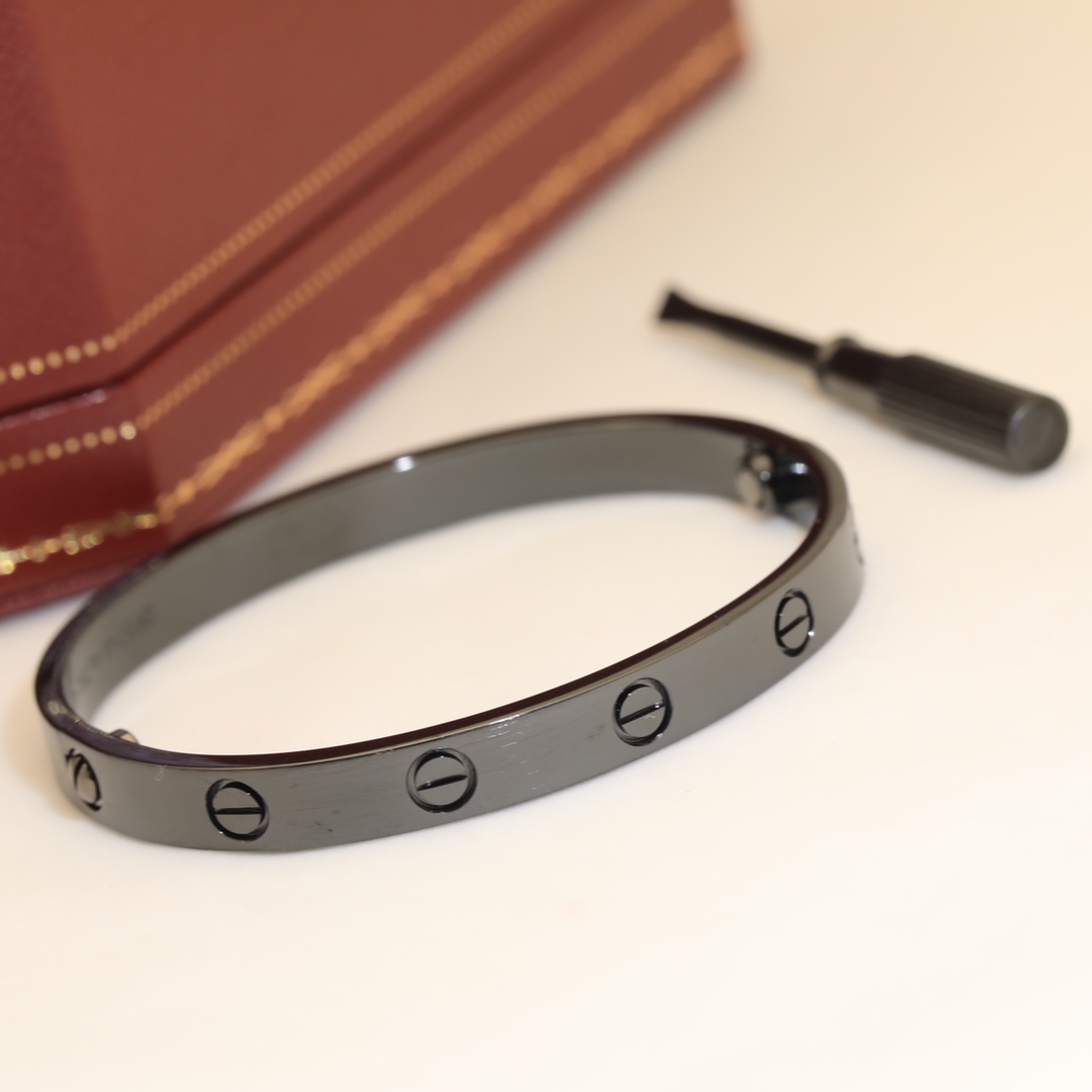 CTSV005 V-Gold metal Wide Black Love bangle bracelet with screwdriver - ccjewelryacc