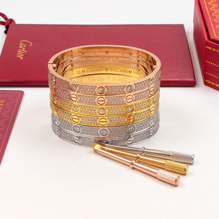 CTS002 Diamond Love bangle bracelet 6mm - ccjewelryacc