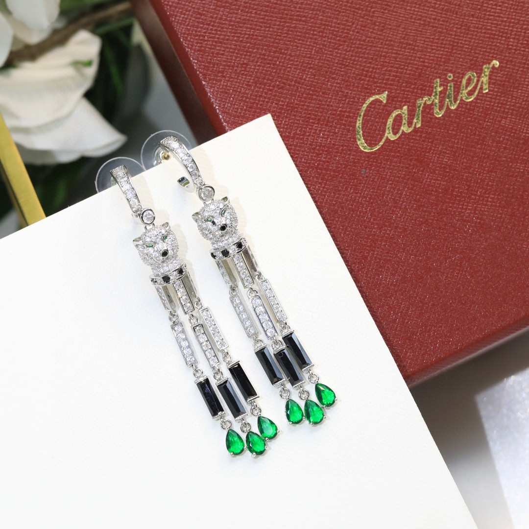 CTEV009 18K WHITE GOLD PANTHÈRE DE CARTIER EARRINGS - ccjewelryacc