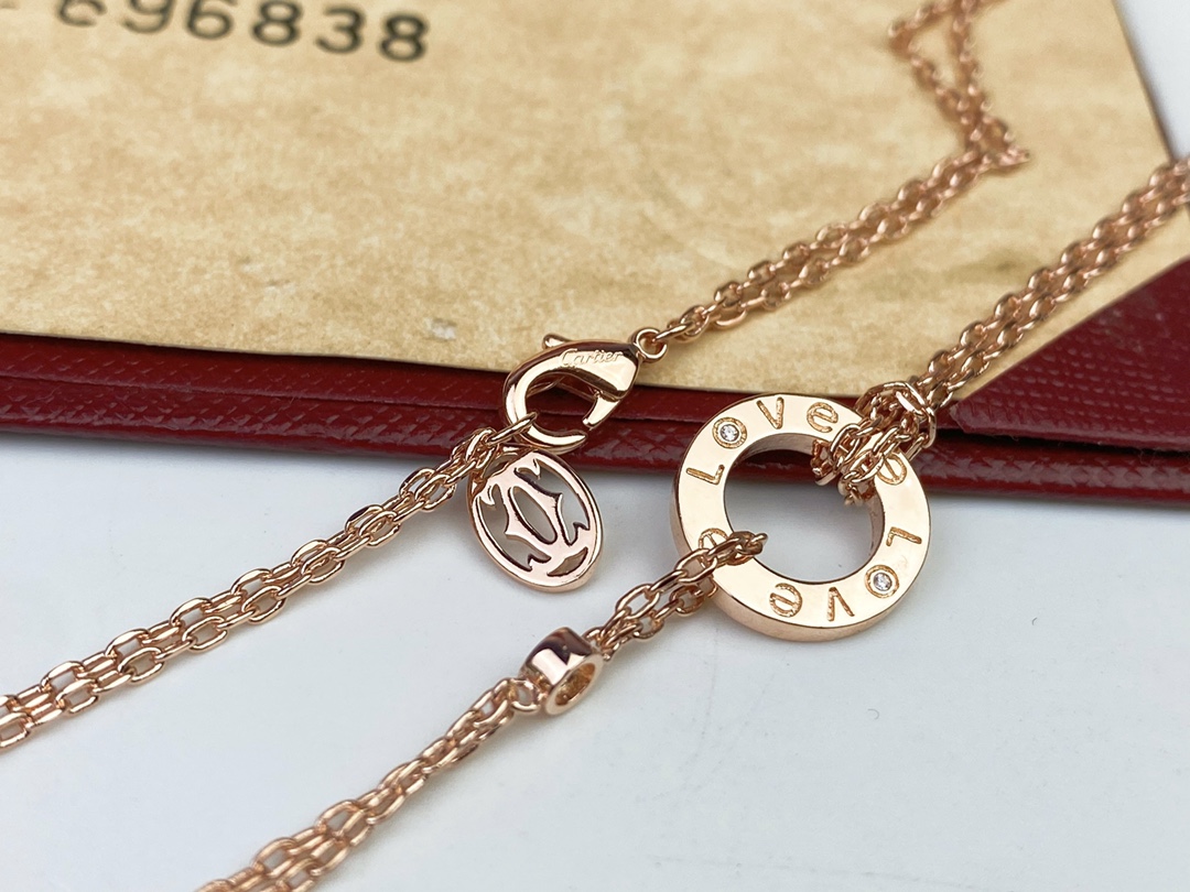 CTN008 Love necklace small circle with double chain - ccfashionjewelry