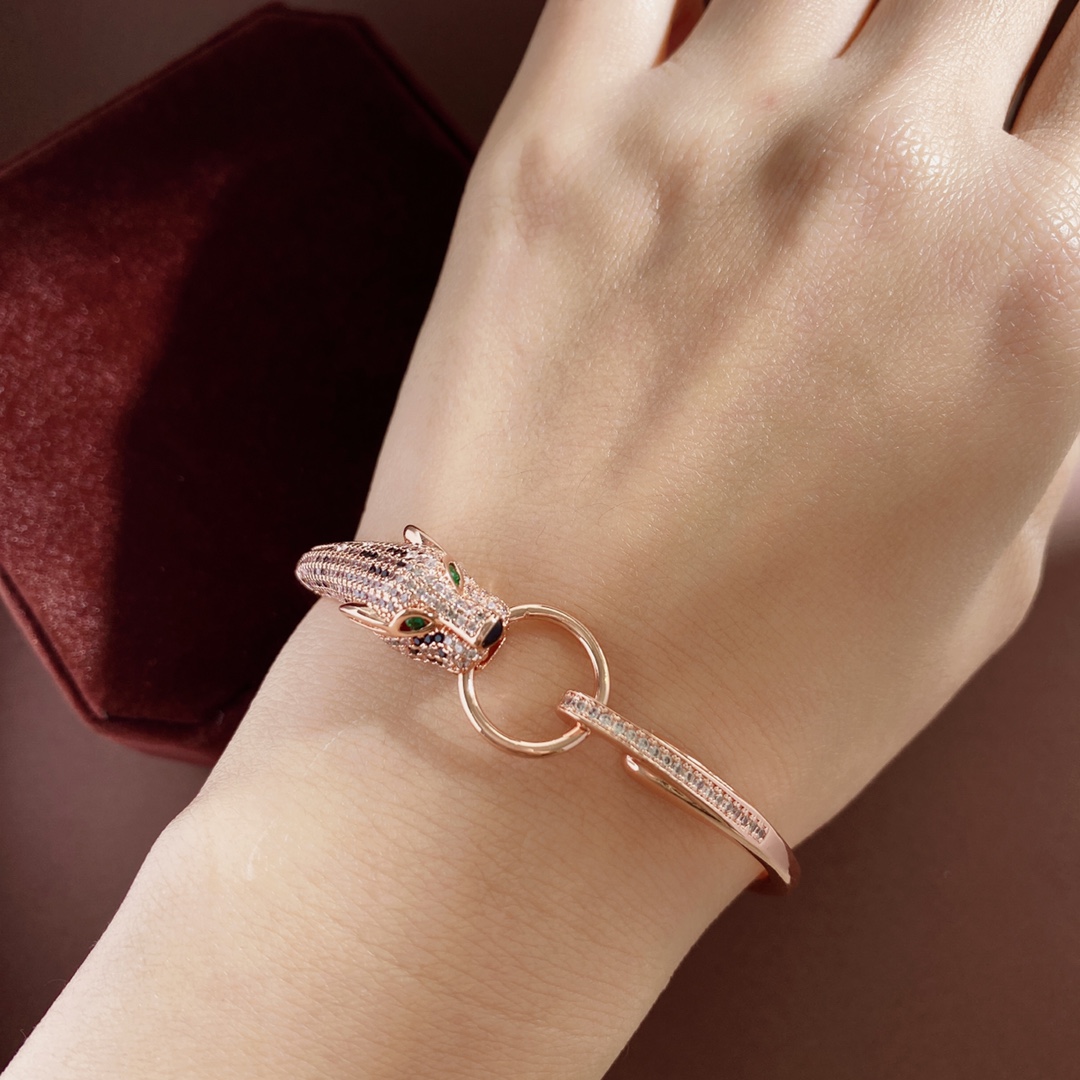 CTS025 Full diamond Panther leopard bracelet - ccjewelryacc